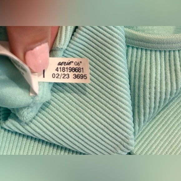 Aerie Mint Ribbed Short Sleeve Crop Top Strappy Back Size M - Picture 10 of 10